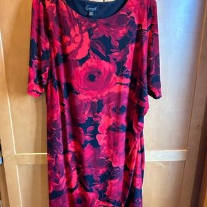 Women’s Connection Apparel Black and Red Floral Dress 20W